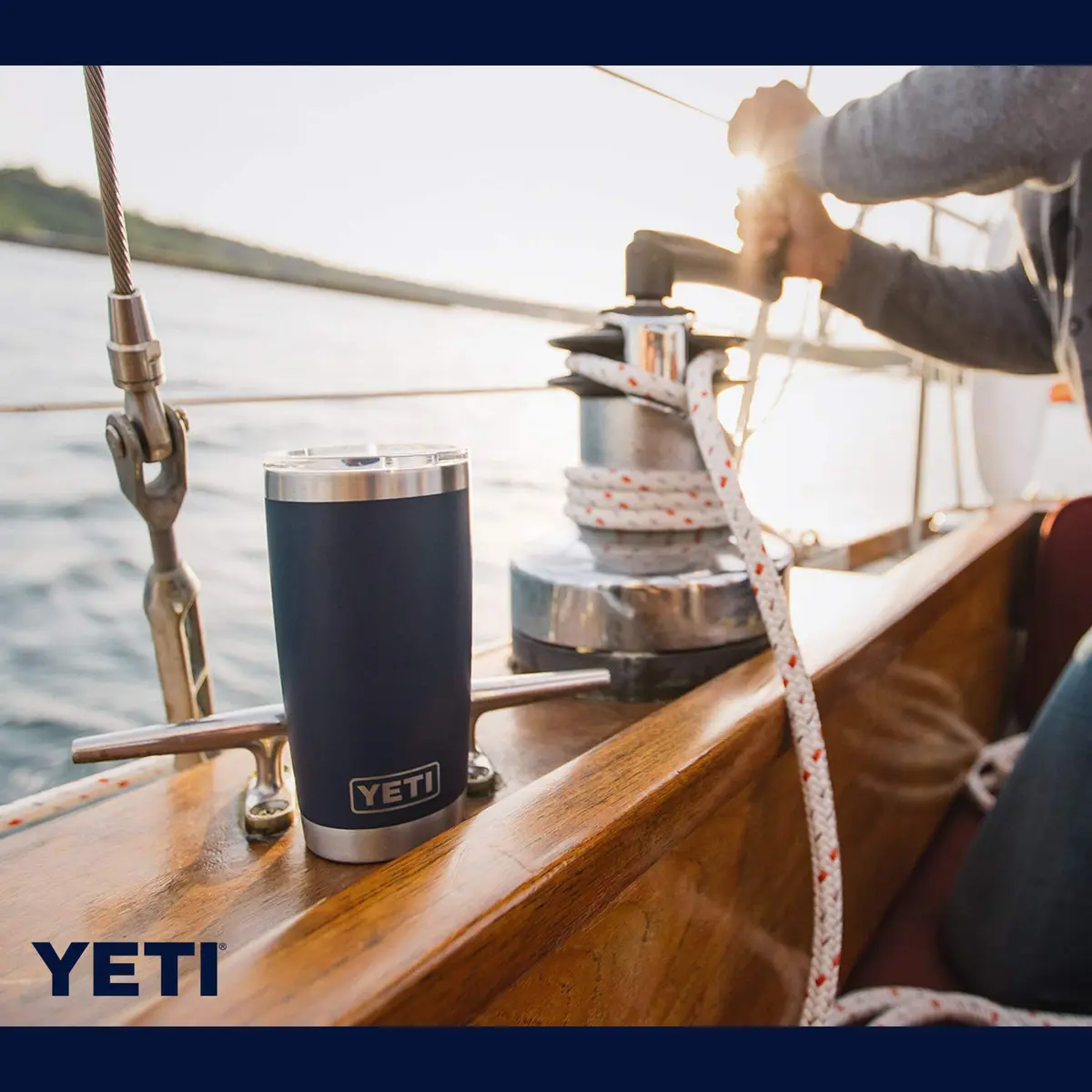 YETI Rambler 20 oz Tumbler with MagSlider Lid, Stainless Steel, Navy | Keeps Drinks Hot or Cold for Hours - view 7
