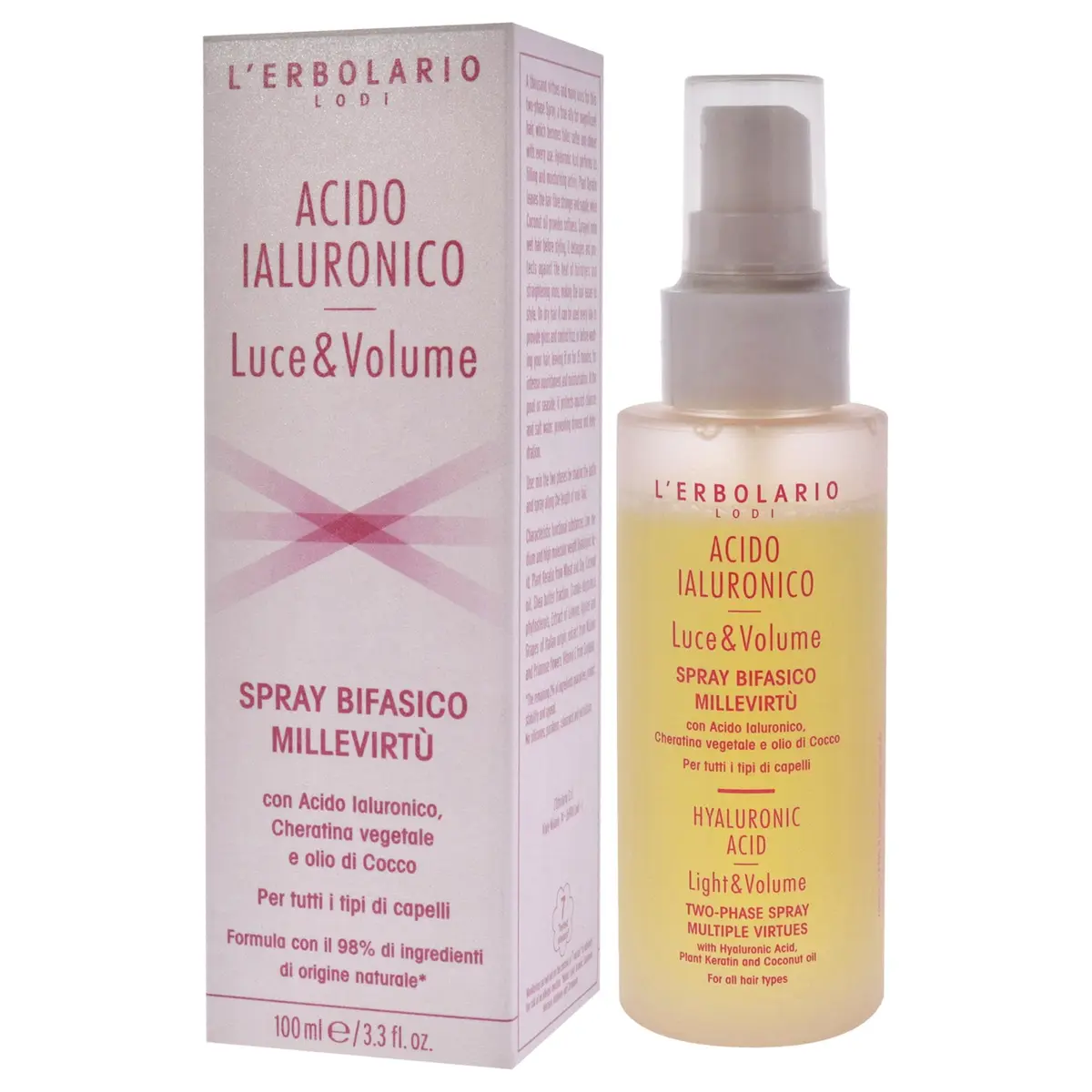 L'Erbolario Hyaluronic Acid Two Phase Spray - Light & Volume, 3.3 Oz | Fuller, Softer, Shinier Hair - view 4