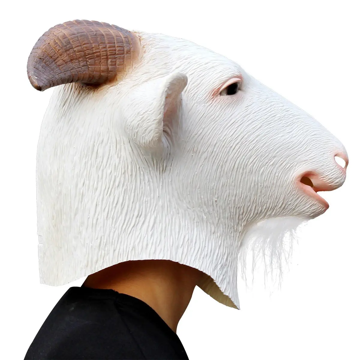 CreepyParty Goat Mask Full Head Natural Latex Animal Costume for Halloween Party | Adult Men's White - view 2