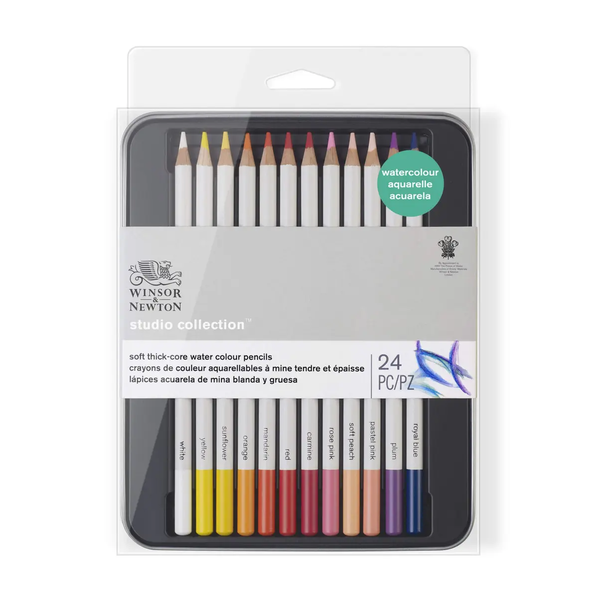 Winsor & Newton Studio Collection Watercolor Pencils 24 Count (3.7mm Core) | Highly Pigmented Art Pencils - main product image