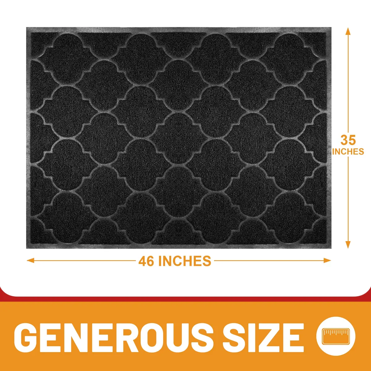 Cosyearn Door Mat, 46x35, Black | Waterproof, Non-Slip Indoor Outdoor Entryway Doormat - view 3