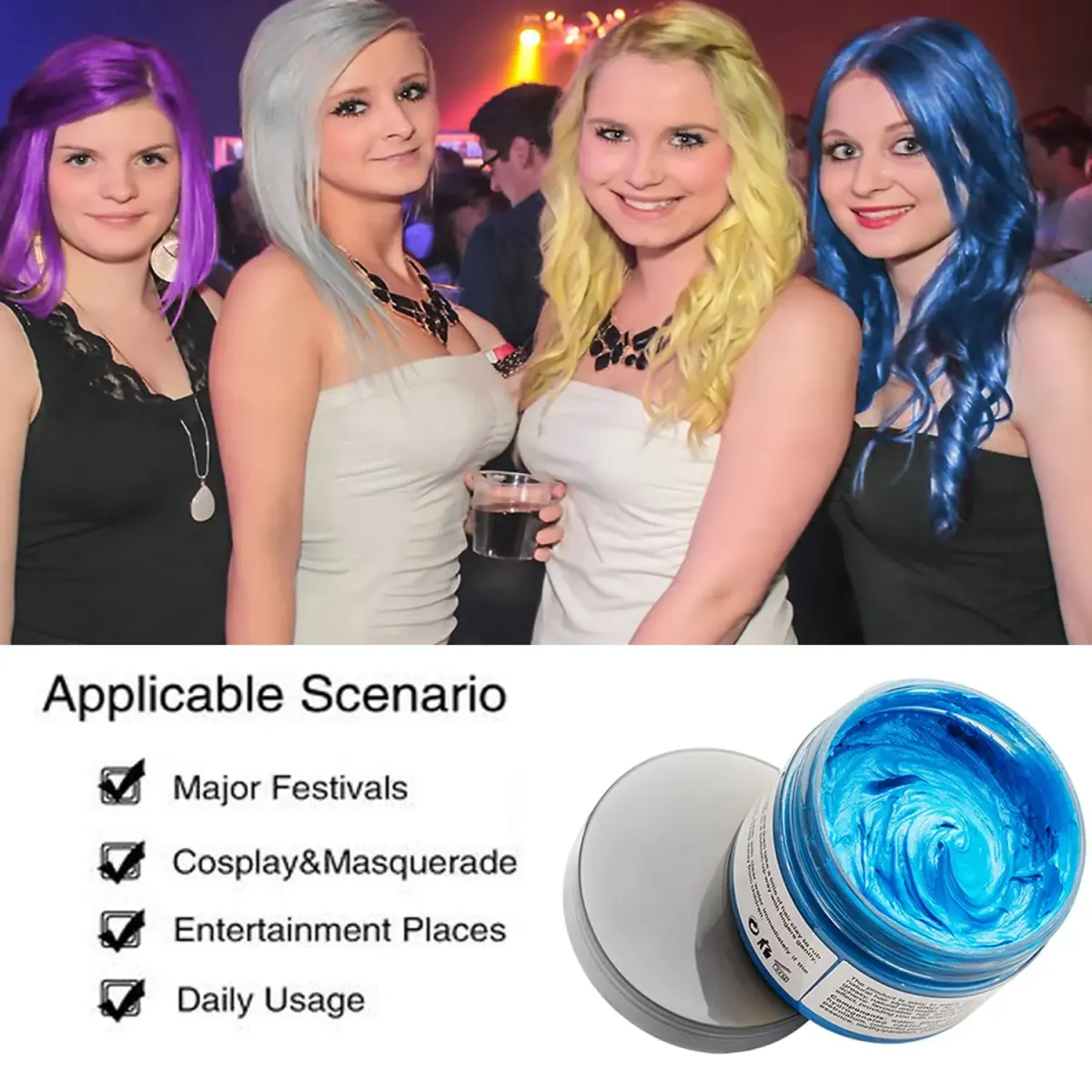 SWAKER Blue Hair Color Wax 130ml - Temporary Vibrant Styling Cream for Men & Women - view 3