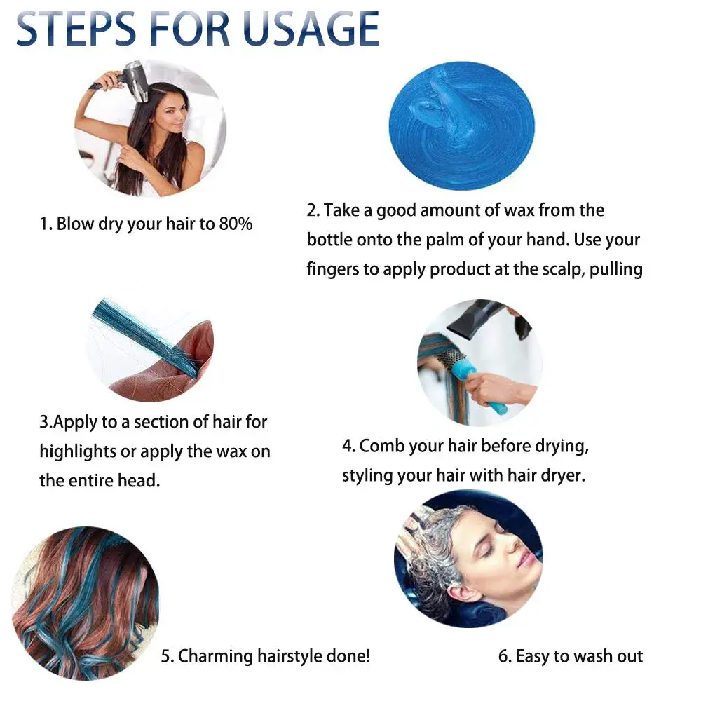 SWAKER Blue Hair Color Wax 130ml - Temporary Vibrant Styling Cream for Men & Women - view 4