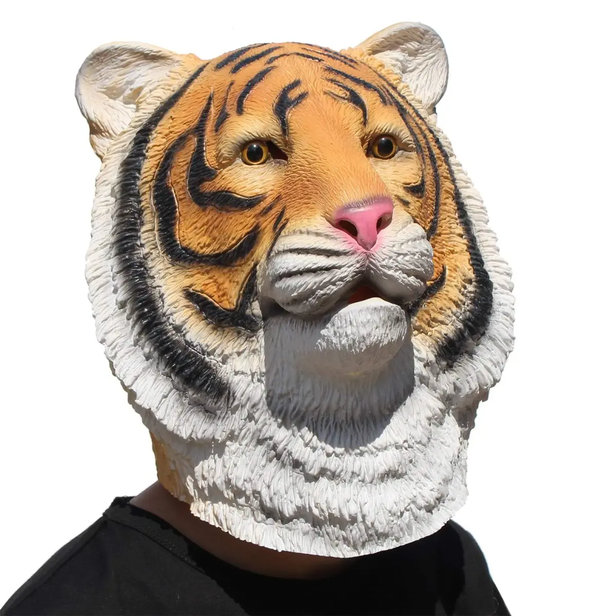 CreepyParty Tiger Mask for Adults, Natural Latex Full Head Mask | Halloween Cosplay Wildlife - view 5