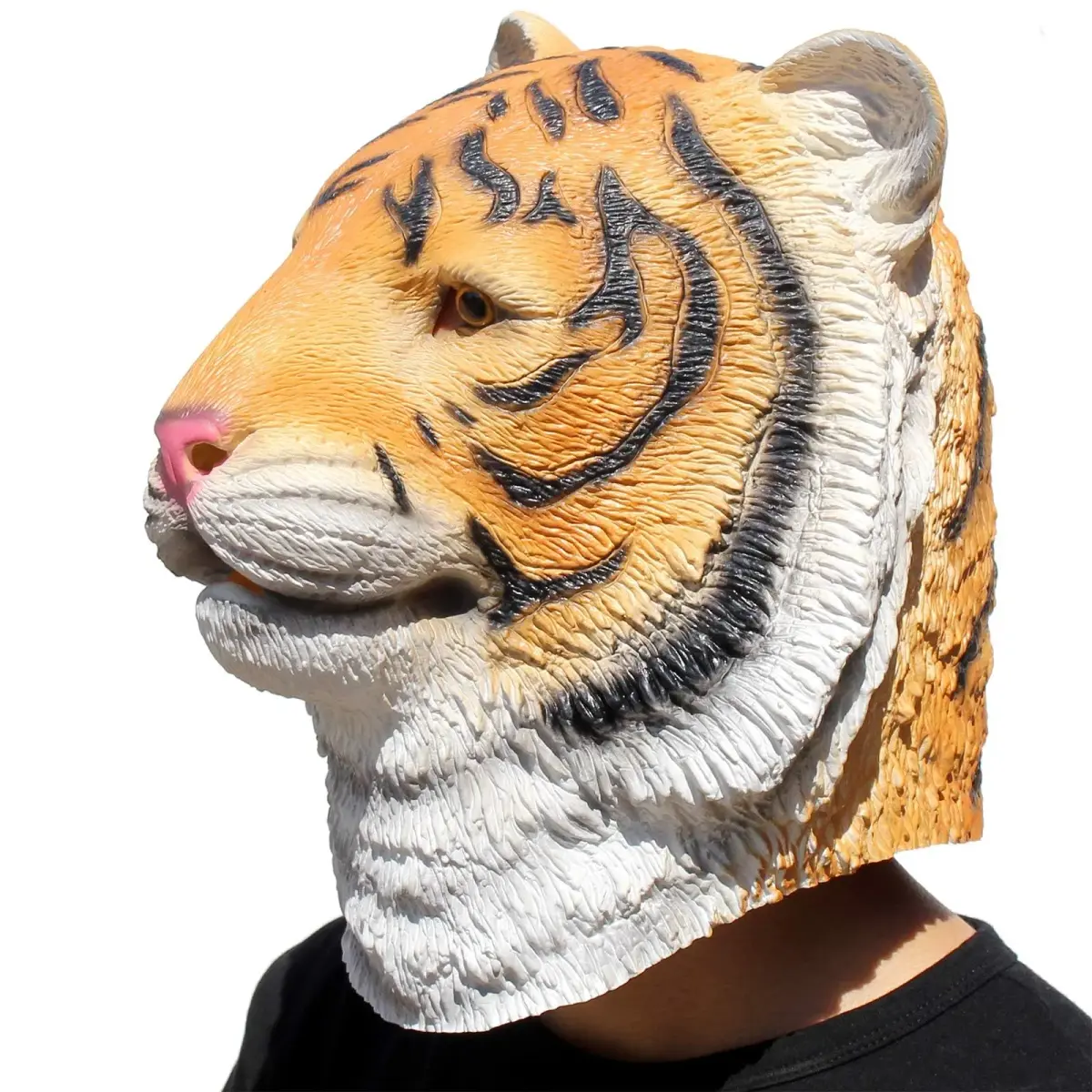 CreepyParty Tiger Mask for Adults, Natural Latex Full Head Mask | Halloween Cosplay Wildlife - view 2