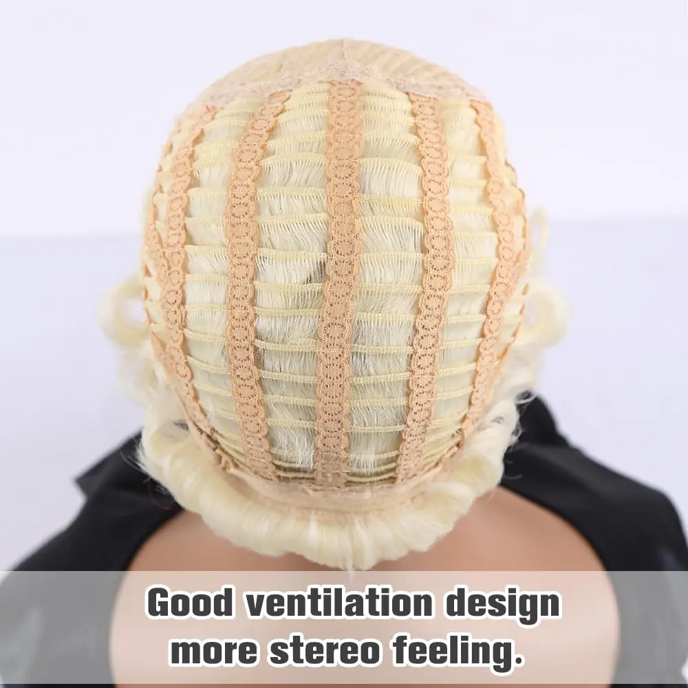 Sheila Beauty Short Wigs Pixie Curly Synthetic Hair Wavy Wig Light yellow White | Natural Look - view 5