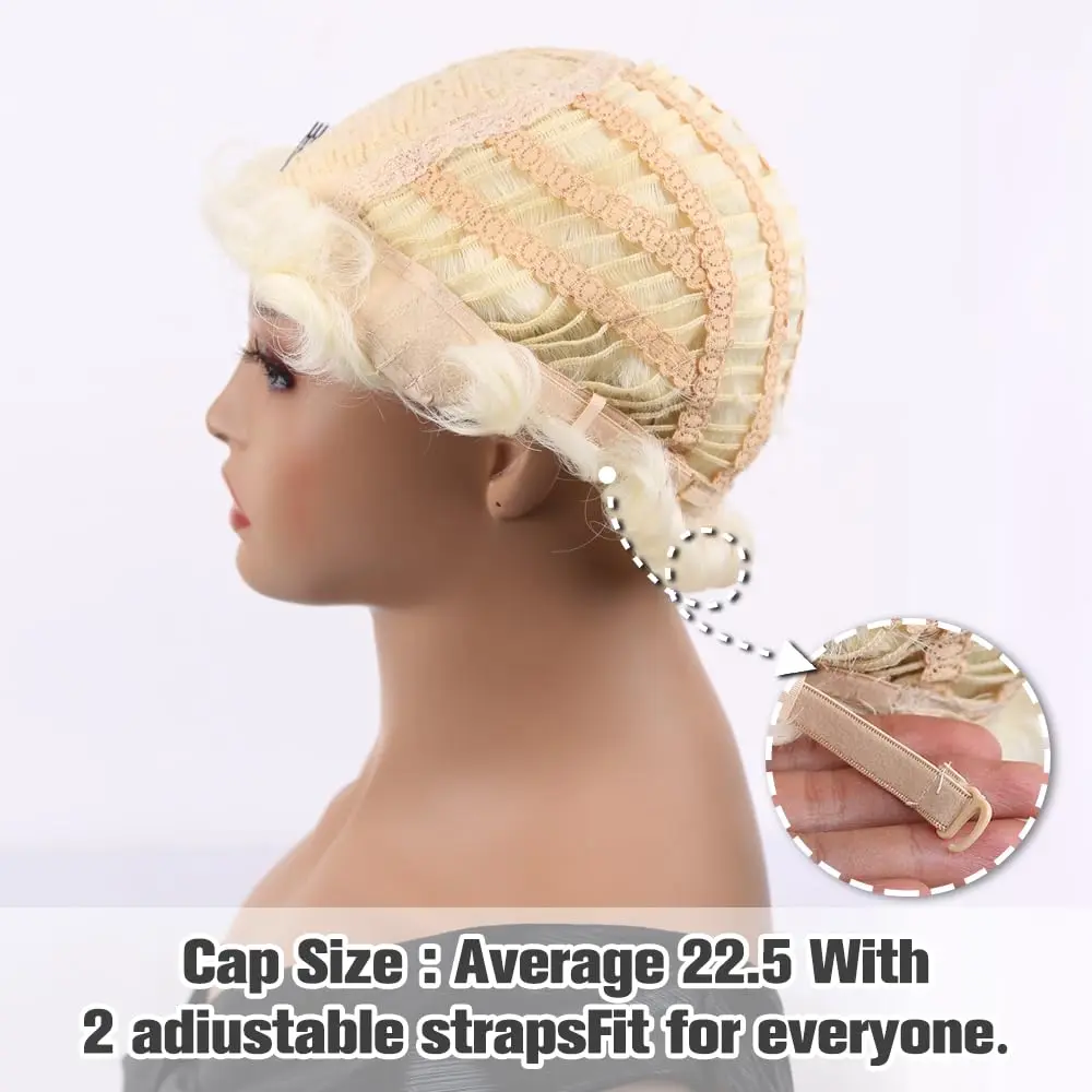 Sheila Beauty Short Wigs Pixie Curly Synthetic Hair Wavy Wig Light yellow White | Natural Look - view 4