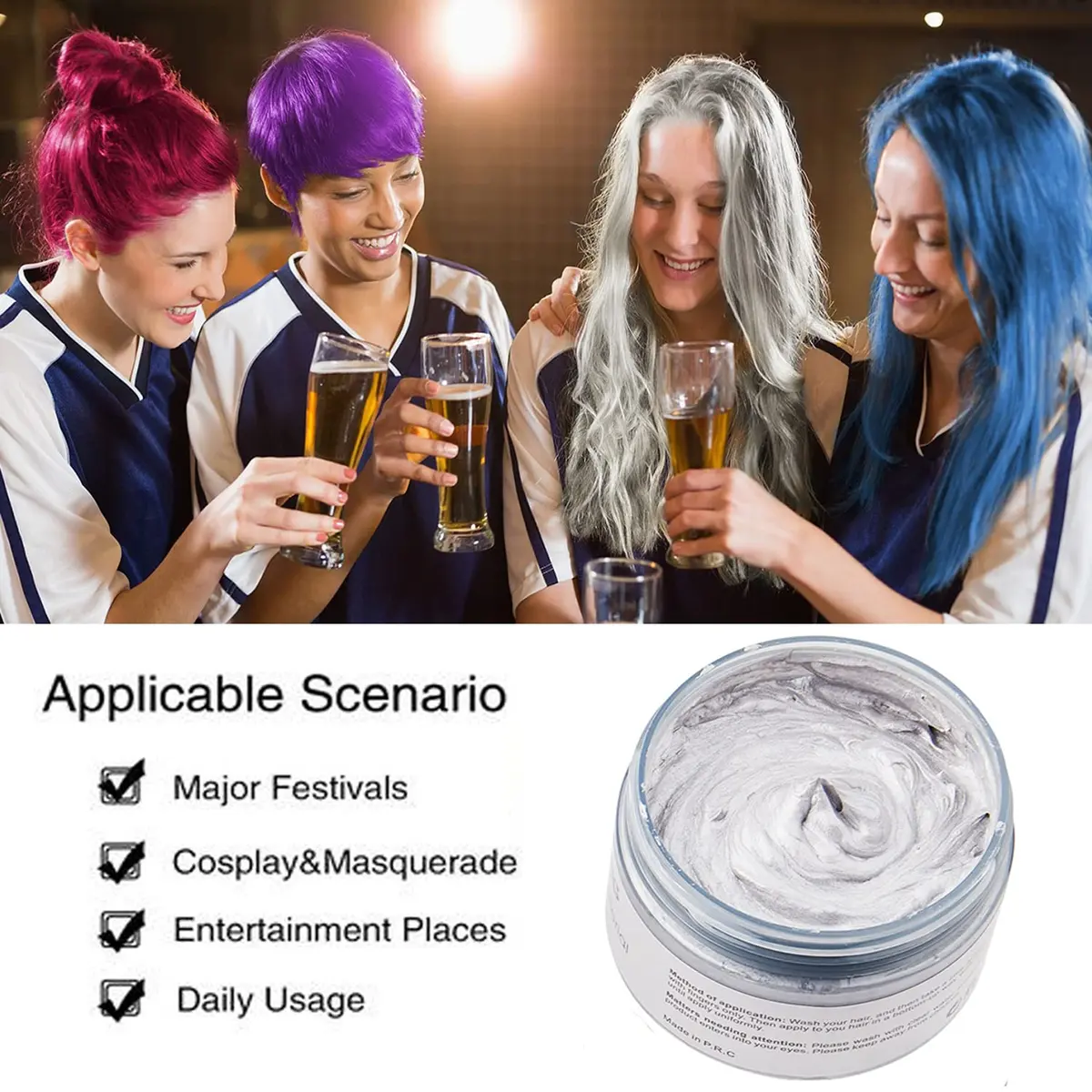 SWAKER Silver Gray Hair Color Wax, 4.23 oz | Temporary Hair Styling & Coloring - view 4