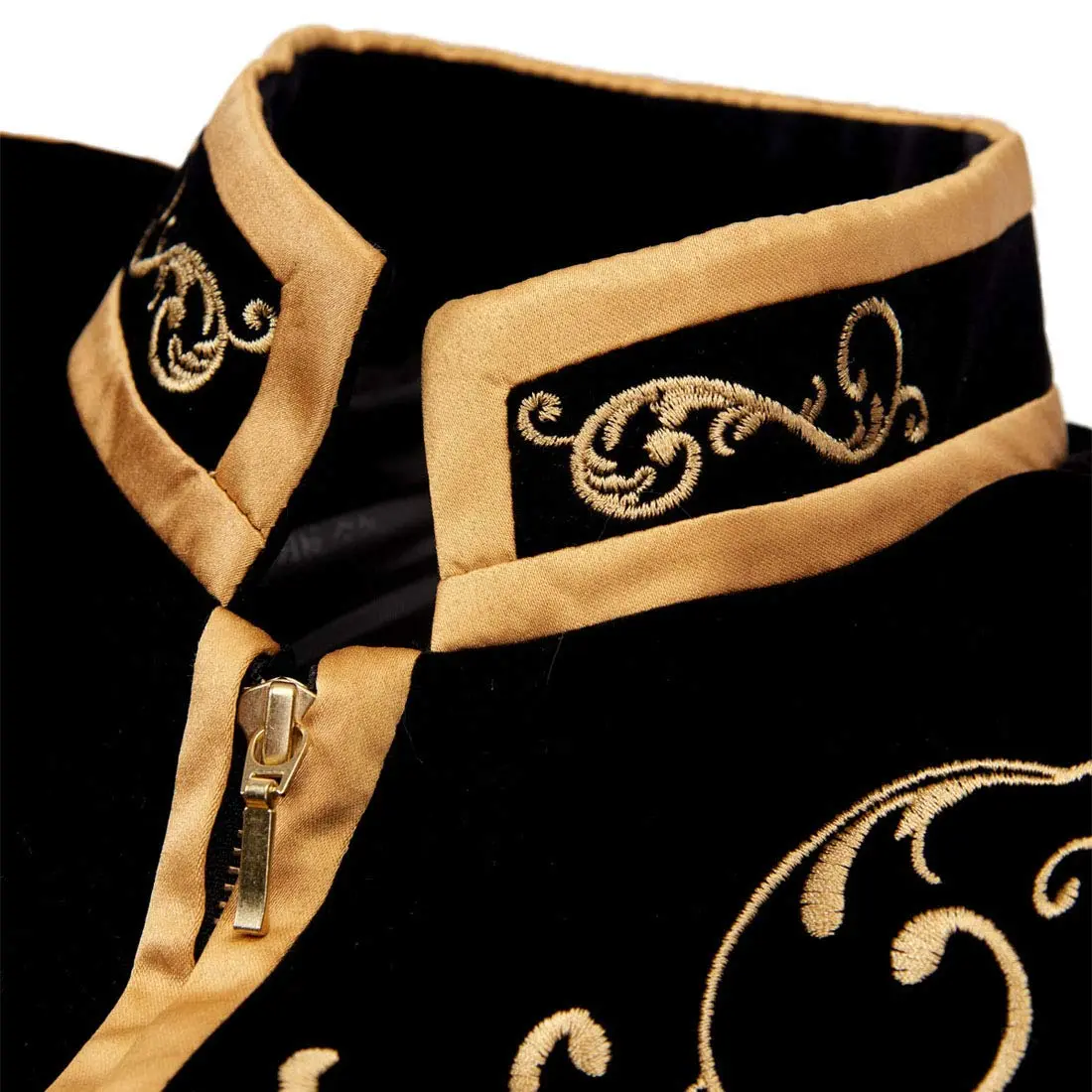 PYJTRL Mens Stylish Blazer Suit Jacket 38 | Velvet Gold Embroidery Slim Fit - view 3