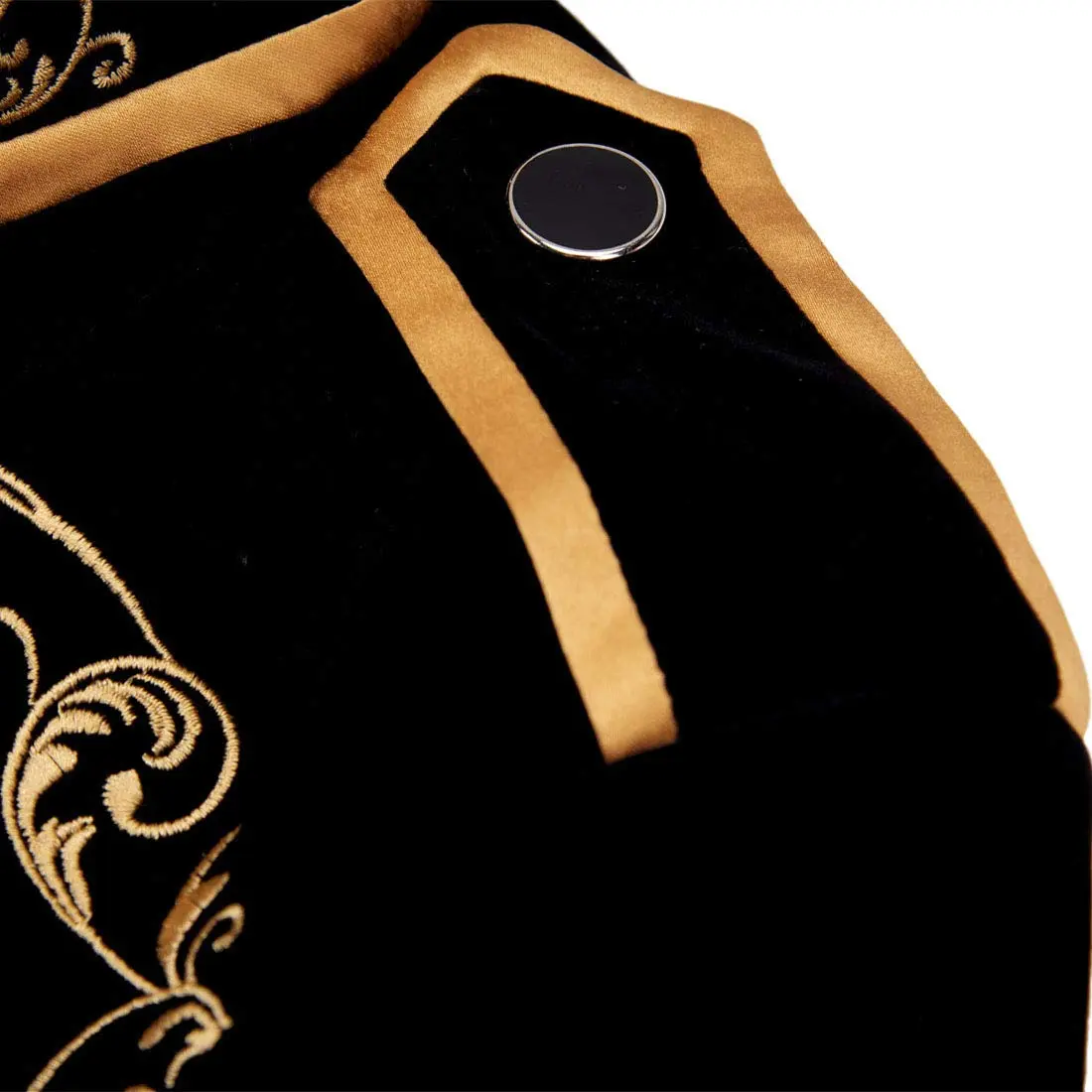 PYJTRL Mens Stylish Blazer Suit Jacket 38 | Velvet Gold Embroidery Slim Fit - view 4