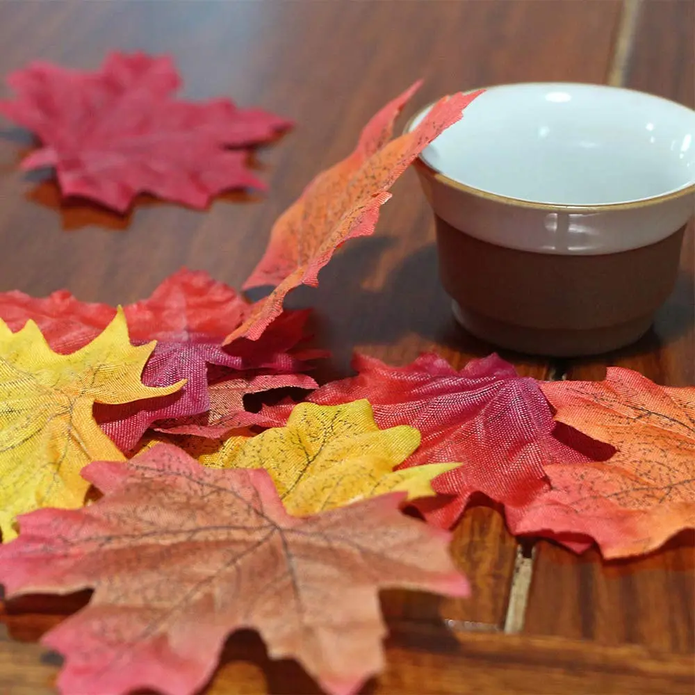 EchoDone Artificial Maple Leaves Decorations 600 pcs | Autumn Fall Leaves for Wedding & Thanksgiving - view 6