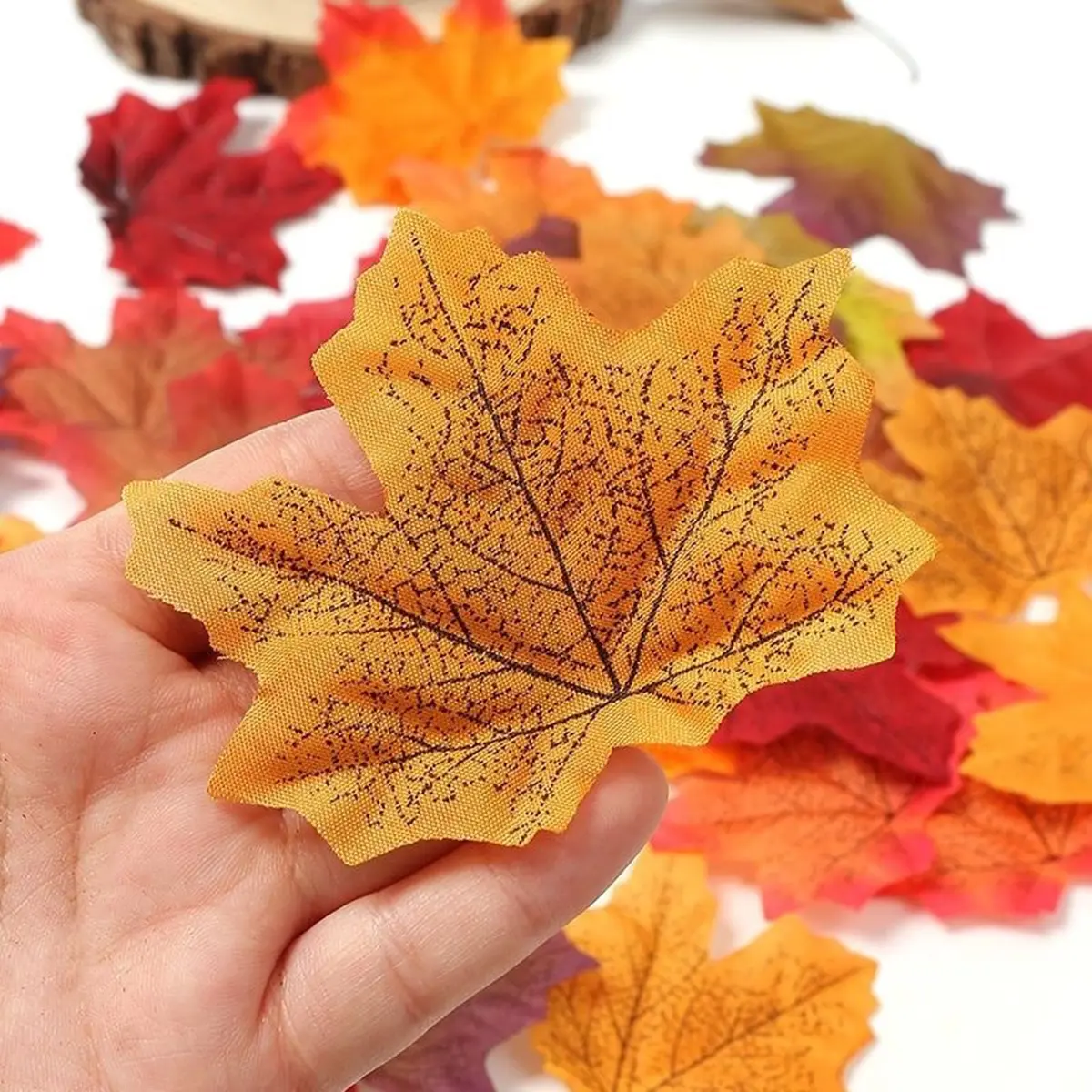 EchoDone Artificial Maple Leaves Decorations 600 pcs | Autumn Fall Leaves for Wedding & Thanksgiving - view 4