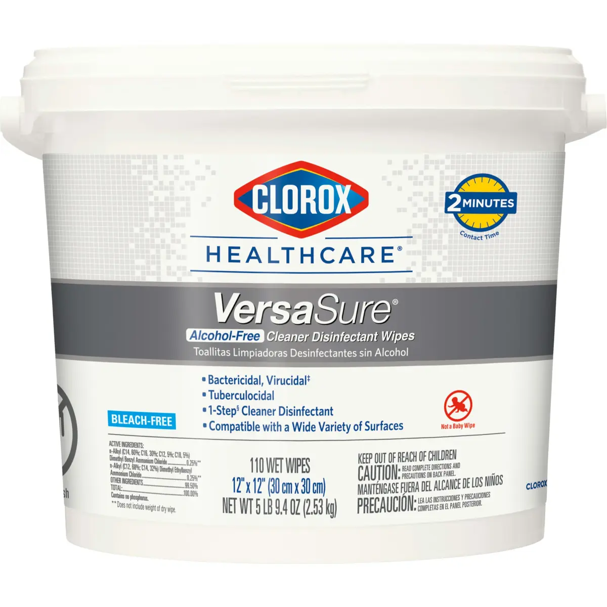 Clorox Healthcare VersaSure Disinfectant Wipes 12" x 12" 110 Count | Broad-Spectrum, Alcohol-Free, Hospital-Grade (70-120 chars) - main product image