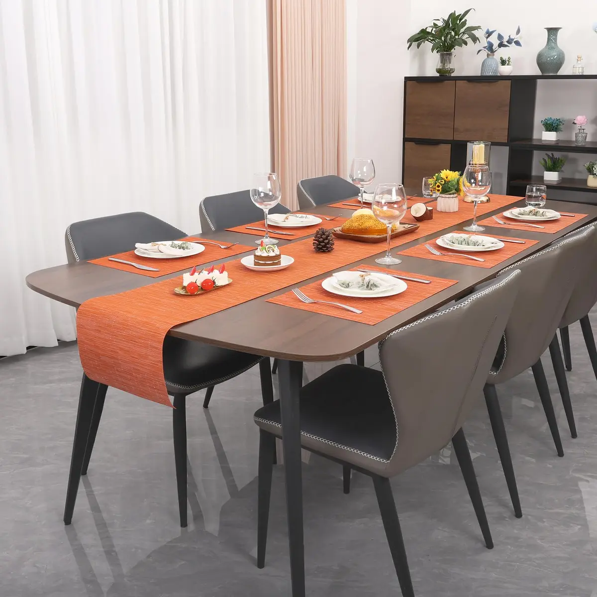 Myir JUN Orange Placemats Set of 6 | Washable PVC Table Mats for Indoor Use - view 8