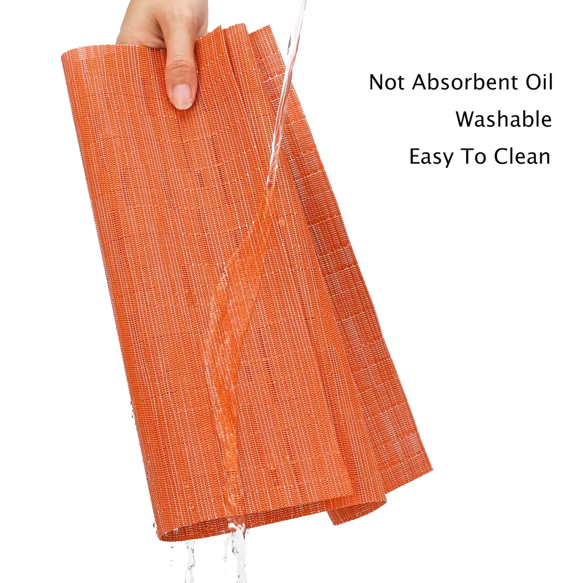 Myir JUN Orange Placemats Set of 6 | Washable PVC Table Mats for Indoor Use - view 2