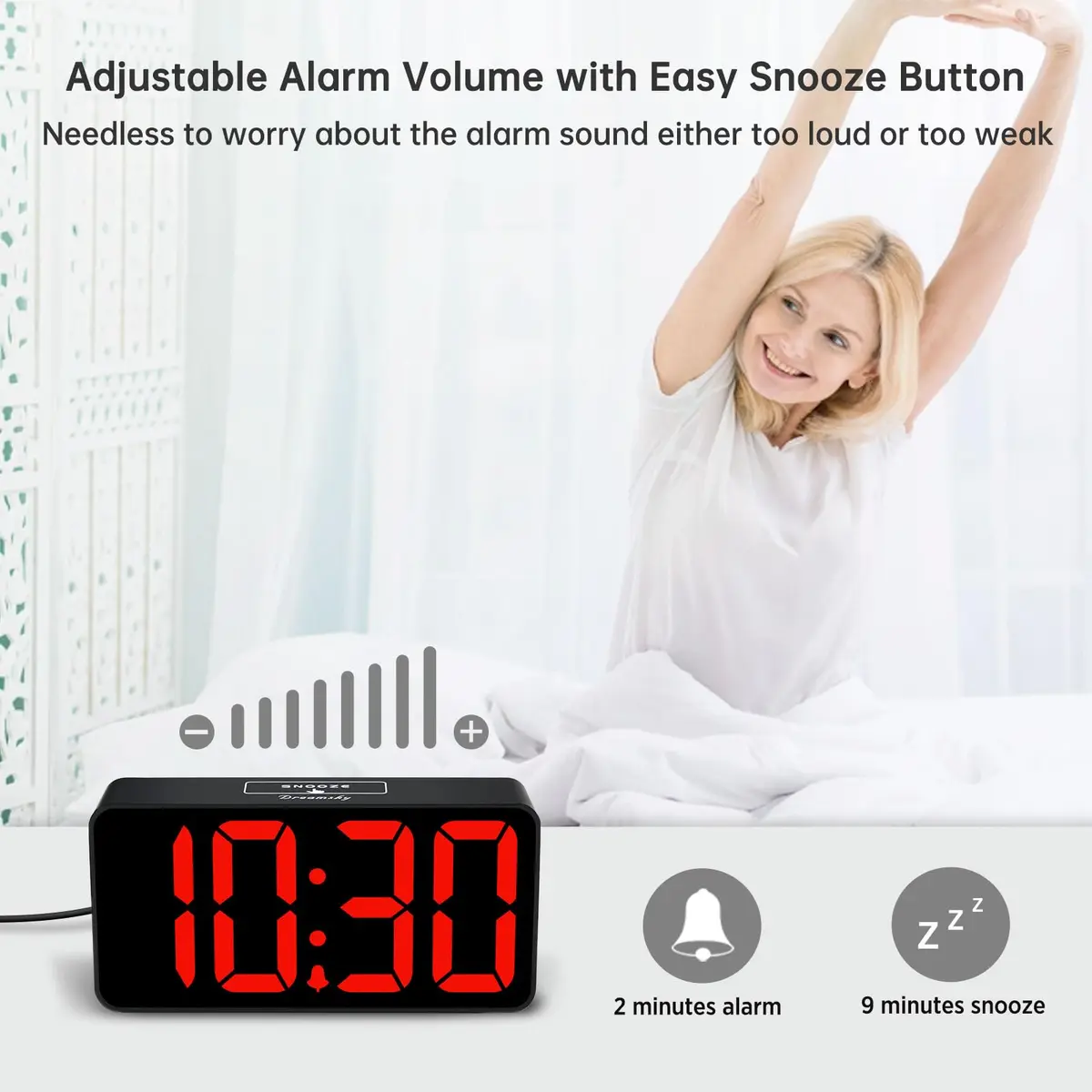 DreamSky Small Digital Alarm Clock for Bedroom with Large Big Numbers | Easy to Read & Set - view 6