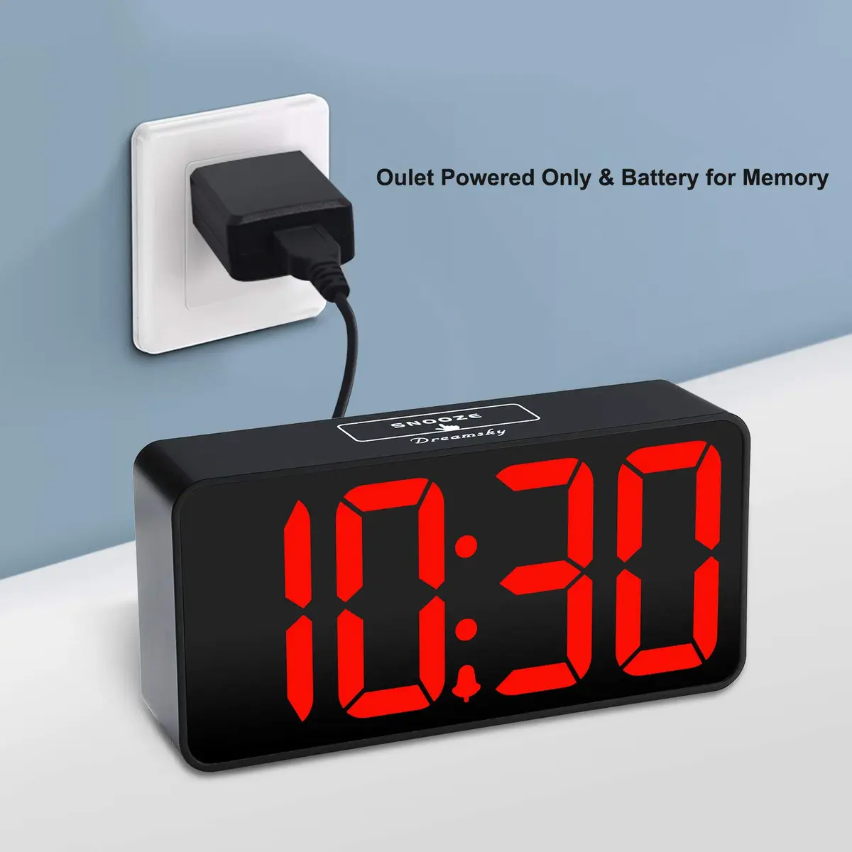 DreamSky Small Digital Alarm Clock for Bedroom with Large Big Numbers | Easy to Read & Set - view 2