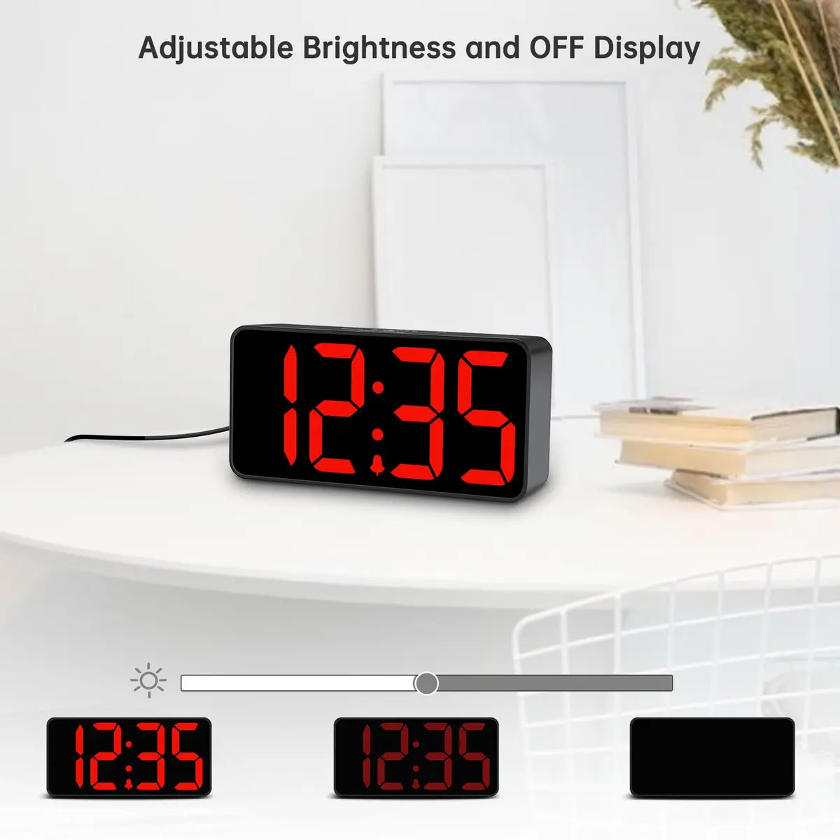 DreamSky Small Digital Alarm Clock for Bedroom with Large Big Numbers | Easy to Read & Set - view 3