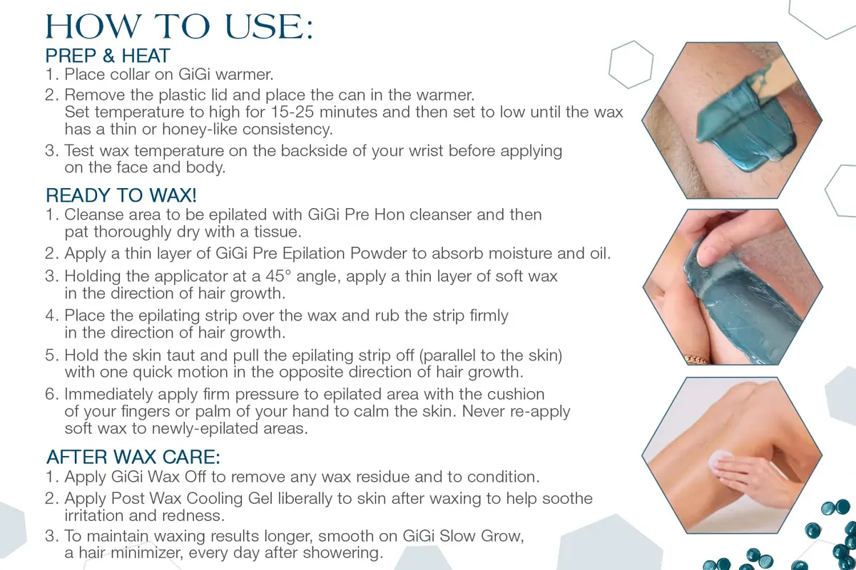 GiGi Soothing Azulene Hard Wax Beads for Face, Body & Sensitive Skin 397g (14 oz) | Stripless Professional Hair Removal - view 7