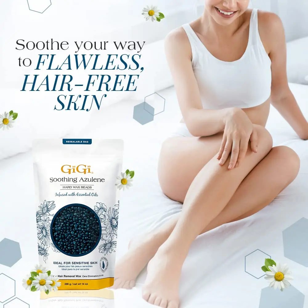 GiGi Soothing Azulene Hard Wax Beads for Face, Body & Sensitive Skin 397g (14 oz) | Stripless Professional Hair Removal - view 2