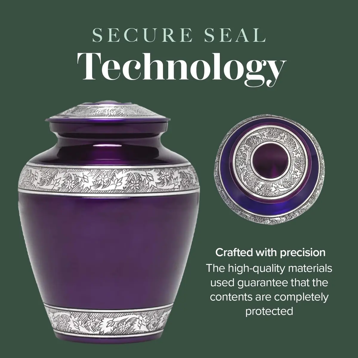 Eternal Harmony Large Urn for Ashes | Elegant Handcrafted Cremation Vase for Men & Women, Up to 200 lbs, Secure Seal & Velvet Bag - view 6