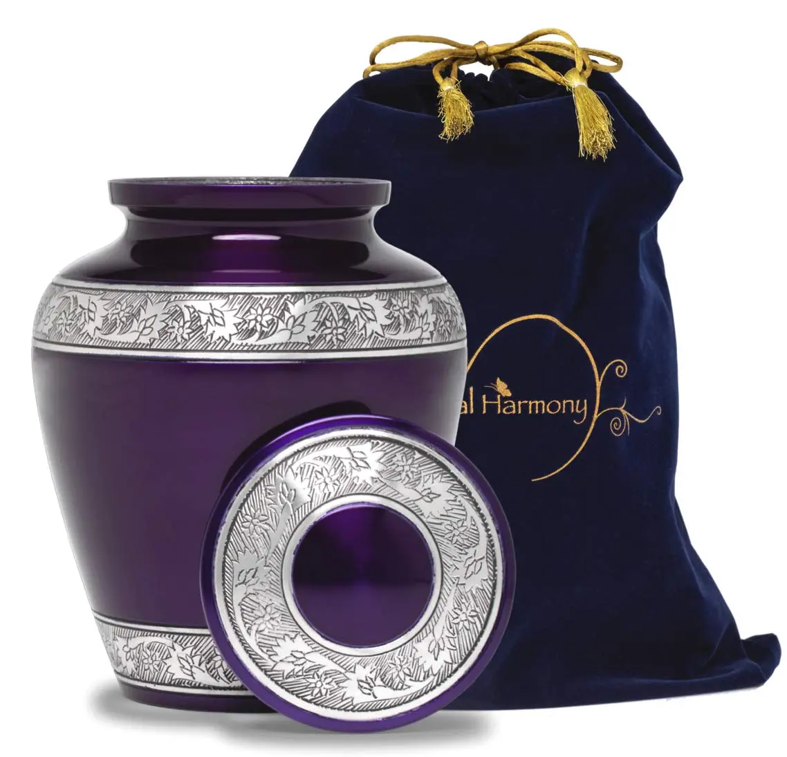 Eternal Harmony Large Urn for Ashes | Elegant Handcrafted Cremation Vase for Men & Women, Up to 200 lbs, Secure Seal & Velvet Bag - view 3