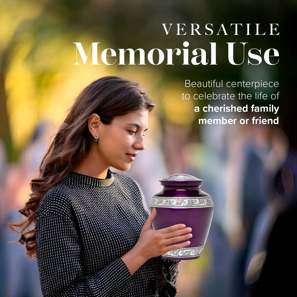 Eternal Harmony Large Urn for Ashes | Elegant Handcrafted Cremation Vase for Men & Women, Up to 200 lbs, Secure Seal & Velvet Bag - view 4