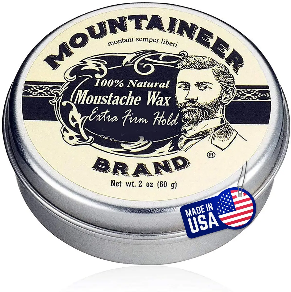 Mountaineer Brand Unscented Natural Mustache Wax | Strong Extra Firm Hold 60ml (2oz) | Styles & Conditions Facial Hair - main product image