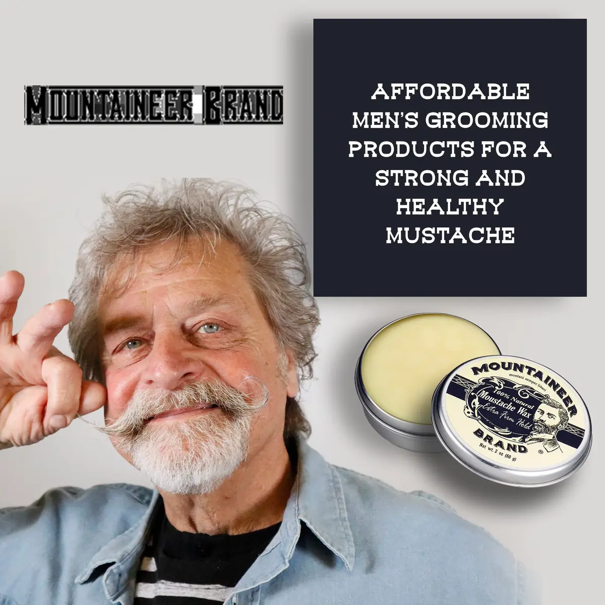 Mountaineer Brand Unscented Natural Mustache Wax | Strong Extra Firm Hold 60ml (2oz) | Styles & Conditions Facial Hair - view 4