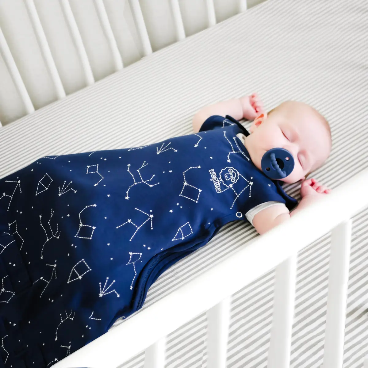 Woolino Ultimate Baby Sleep Sack – 4 Season Merino Wool Sleeping Bag, Organic Cotton Outer, Temp Regulating Blanket, Adjustable Sleep Sack Universal Size 2–24 Months - Night Sky - view 7