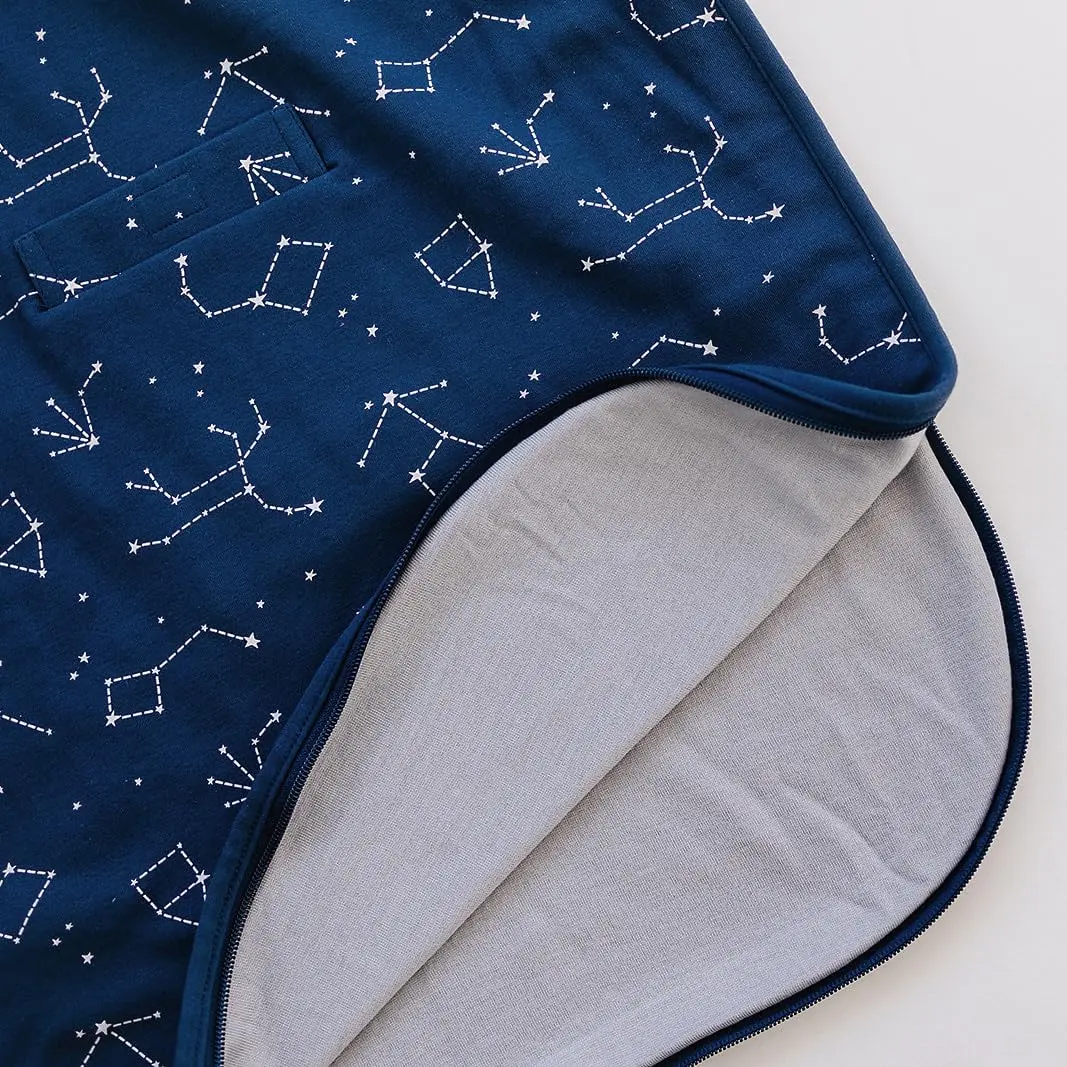 Woolino Ultimate Baby Sleep Sack – 4 Season Merino Wool Sleeping Bag, Organic Cotton Outer, Temp Regulating Blanket, Adjustable Sleep Sack Universal Size 2–24 Months - Night Sky - view 8