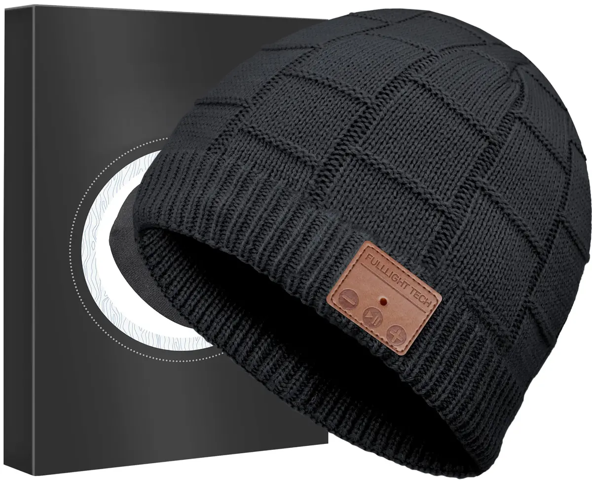 FULLLIGHT TECH Bluetooth Beanie Hat Headphones | 23H Playtime, Warm, Unisex, Black - main product image