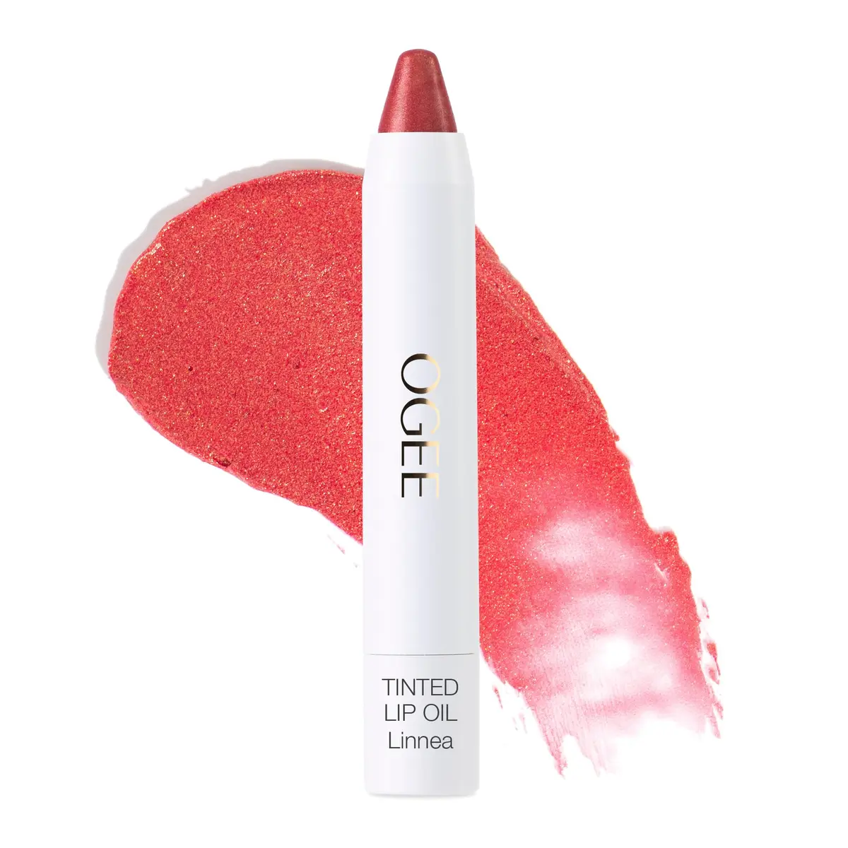 Ogee Tinted Sculpted Lip Oil - Organic Lip Stain, Balm & Color - LINNEA | Sheer Peach Lip Color with Hyaluronic Acid & Peppermint - main product image