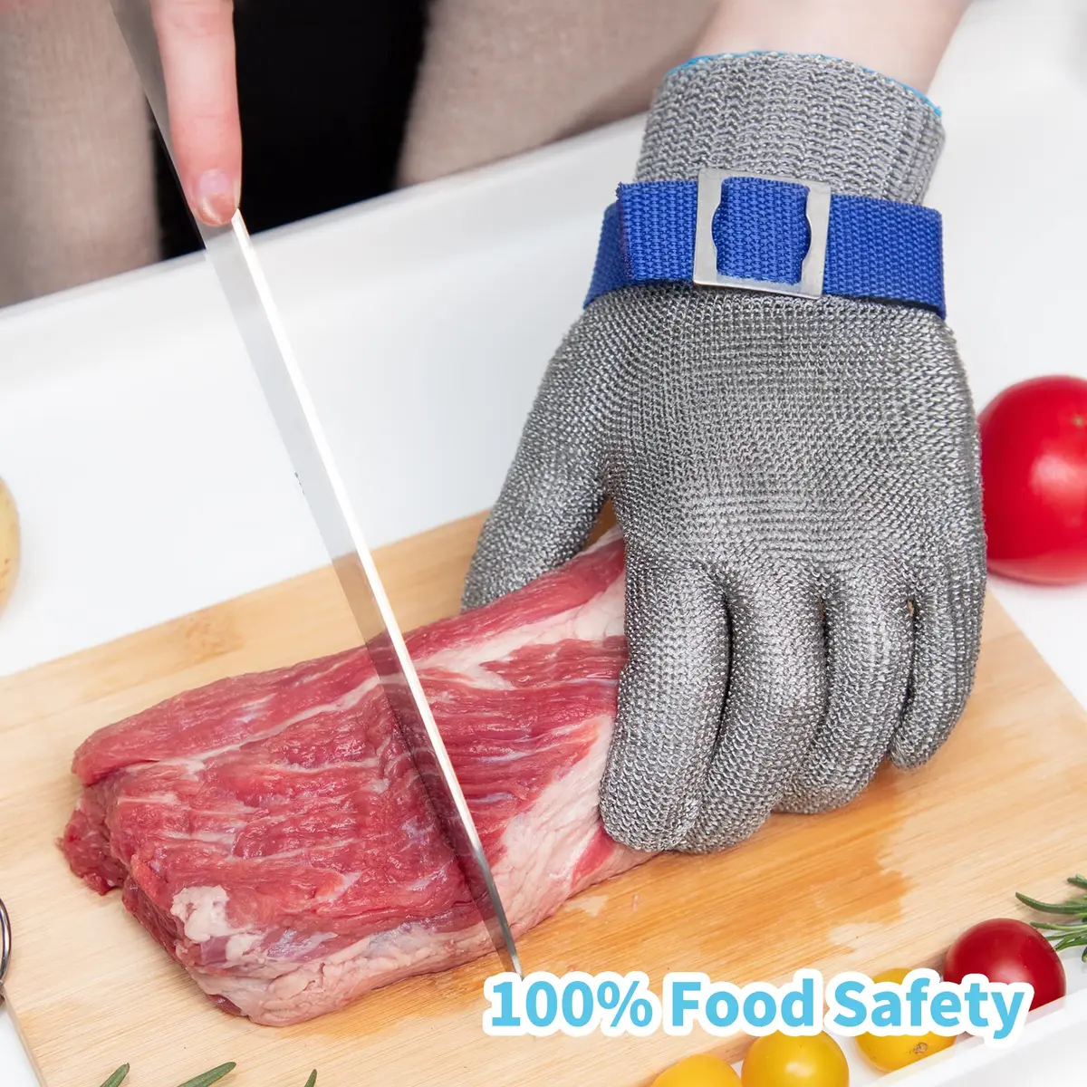 ARCLIBER Level 9 Cut Resistant Glove Stainless Steel Wire Mesh | Food Safe, Ambidextrous, Reusable (X-Large Pack of 1) - view 4