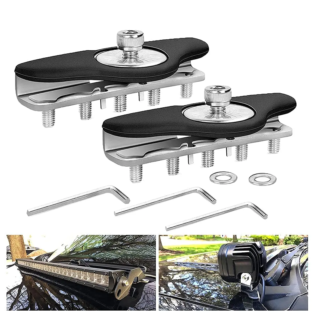 Chelhead Stainless Steel Light Bar Mount Brackets | No-Drill Hood Clamp for Off-Road Vehicles (70-120c) - main product image