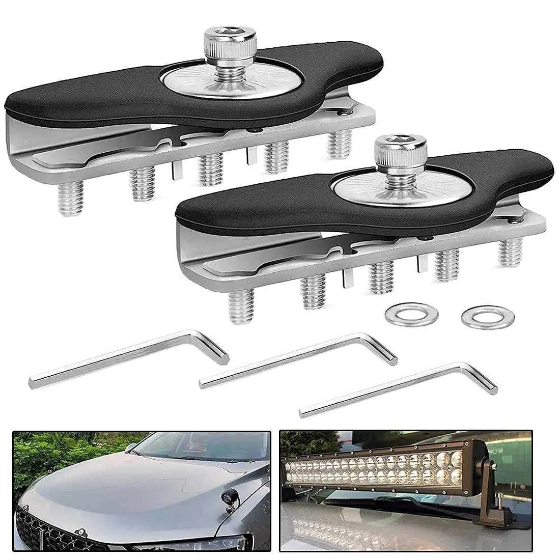 Chelhead Stainless Steel Light Bar Mount Brackets | No-Drill Hood Clamp for Off-Road Vehicles (70-120c) - view 8