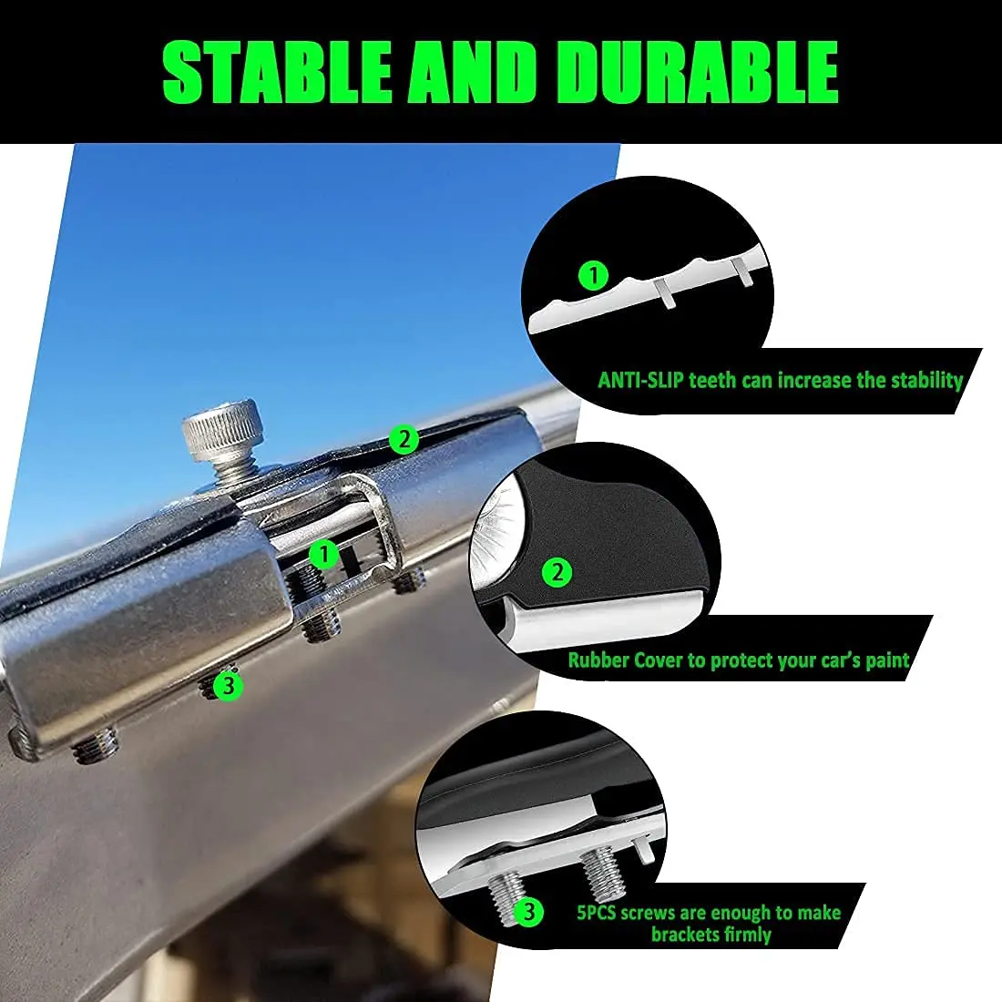 Chelhead Stainless Steel Light Bar Mount Brackets | No-Drill Hood Clamp for Off-Road Vehicles (70-120c) - view 3