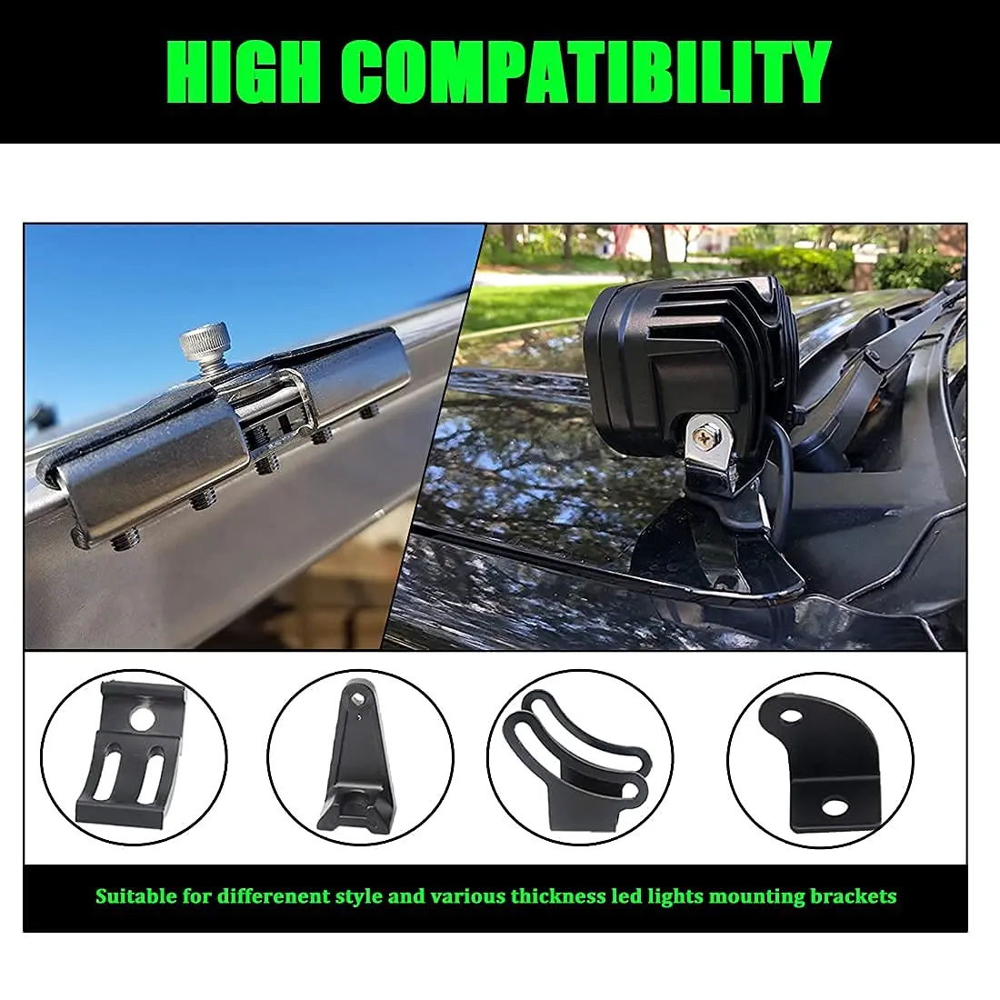 Chelhead Stainless Steel Light Bar Mount Brackets | No-Drill Hood Clamp for Off-Road Vehicles (70-120c) - view 4