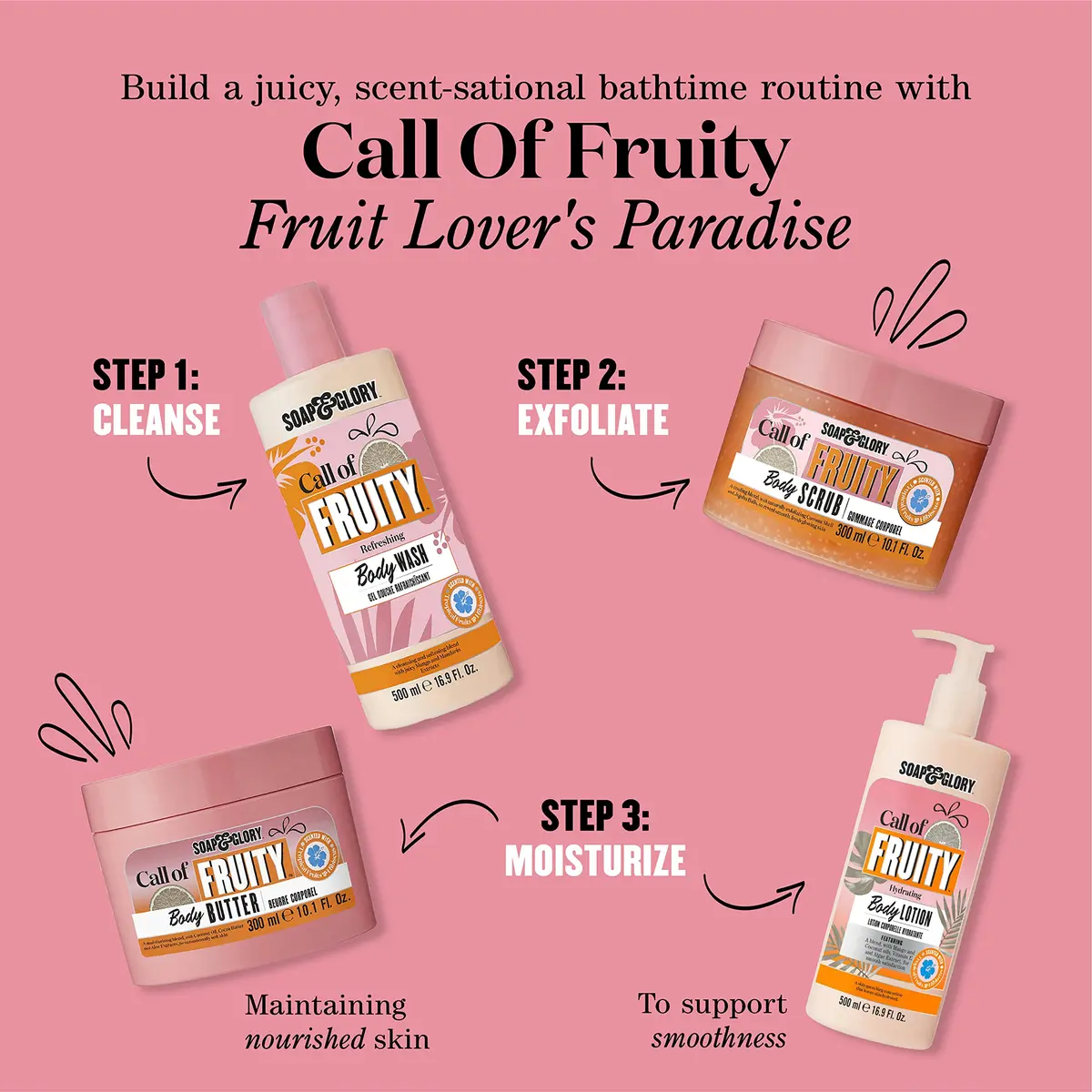 Soap & Glory Call of Fruity Body Butter 300 ml (10.1 Fl Oz) | Hydrating Lotion for Dry Skin with Vitamin E, Coconut Oil & Aloe Extracts - view 11