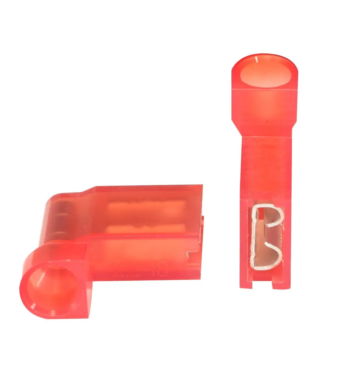 XHF 90 Degree 22-18 AWG Flag Shaped Right Angle Spade Connectors Nylon Fully Insulated 100 Pcs Red | RoHS, CE, CSA Certified - view 3