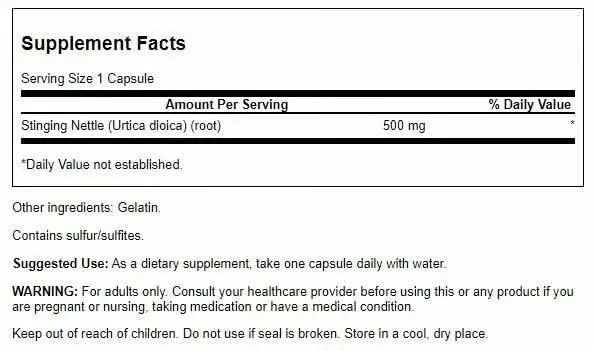 Swanson Stinging Nettle Root 500 mg | Herbal Supplement for Overall Wellness in India - view 2