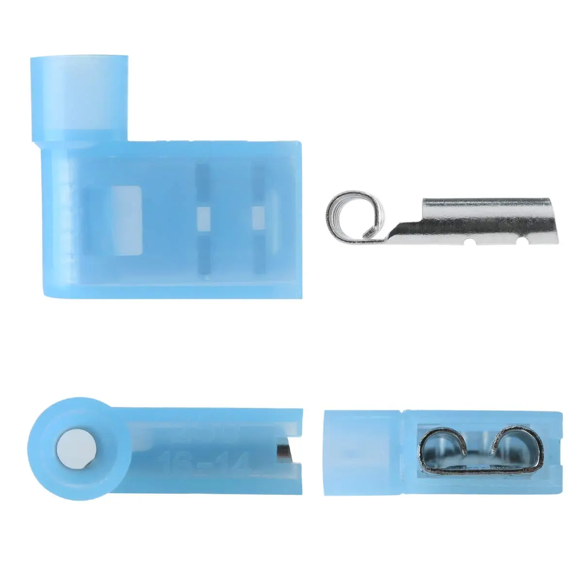 XHF 90 Degree 16-14 AWG Flag Shaped Right Angle Spade Connectors Nylon Fully Insulated 100 Pcs Blue | RoHS, CE, CSA Certified - view 3