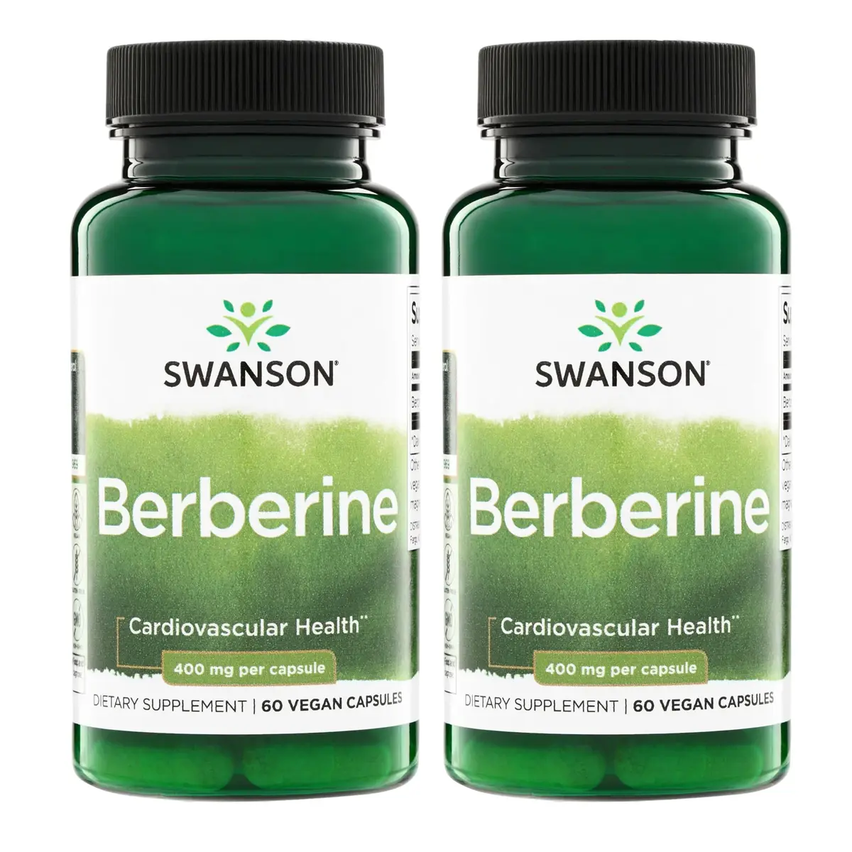Swanson Berberine HCl Metabolic Health 400 mg 120 Vegan Capsules (60 Count Pack of 2) | Supports Cardiovascular & Metabolic Health - main product image