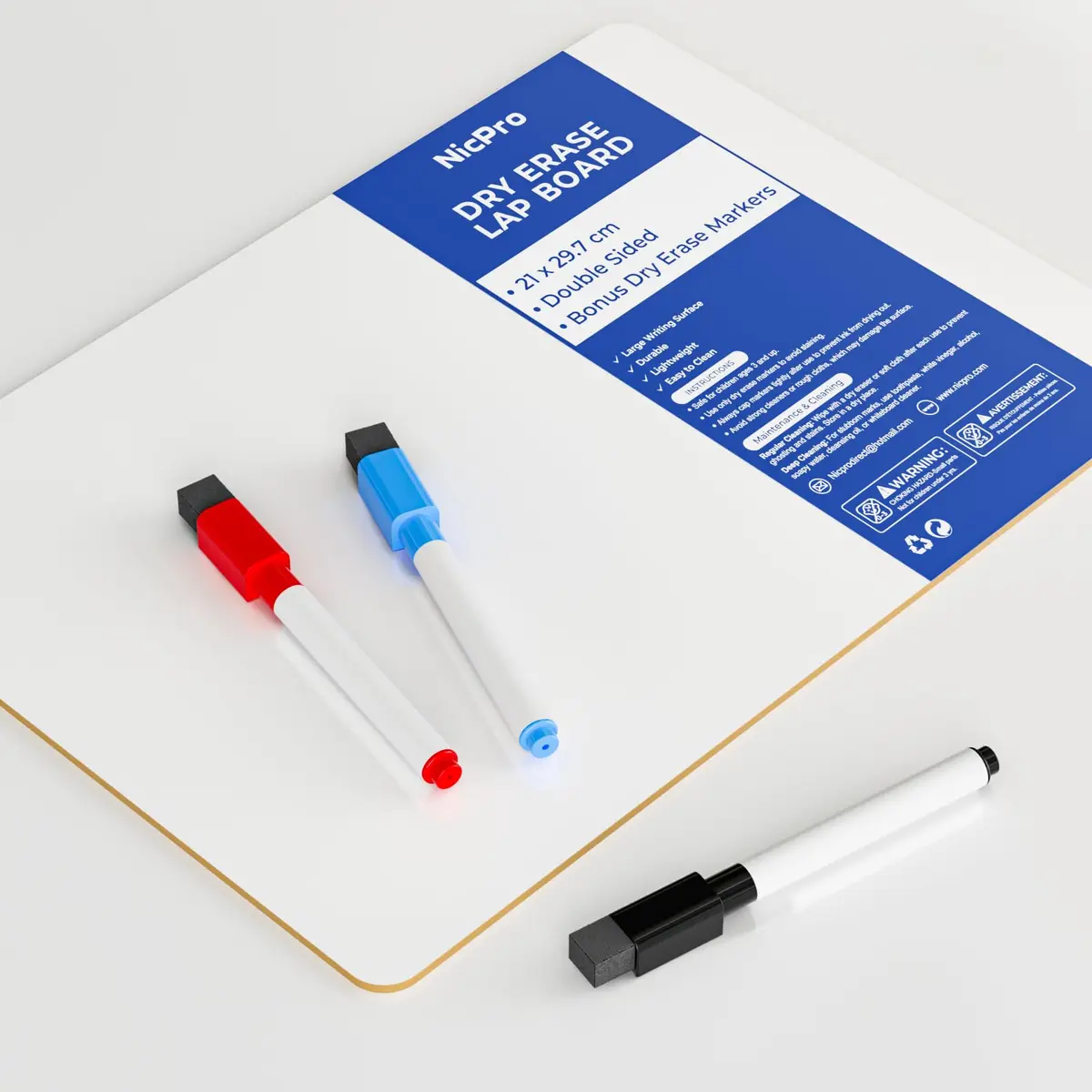 Nicpro 2 Pack Small Dry Erase Lapboards 9''x 12'' (22.86cm x 30.48cm) | Double-Sided Writing Surface - view 6