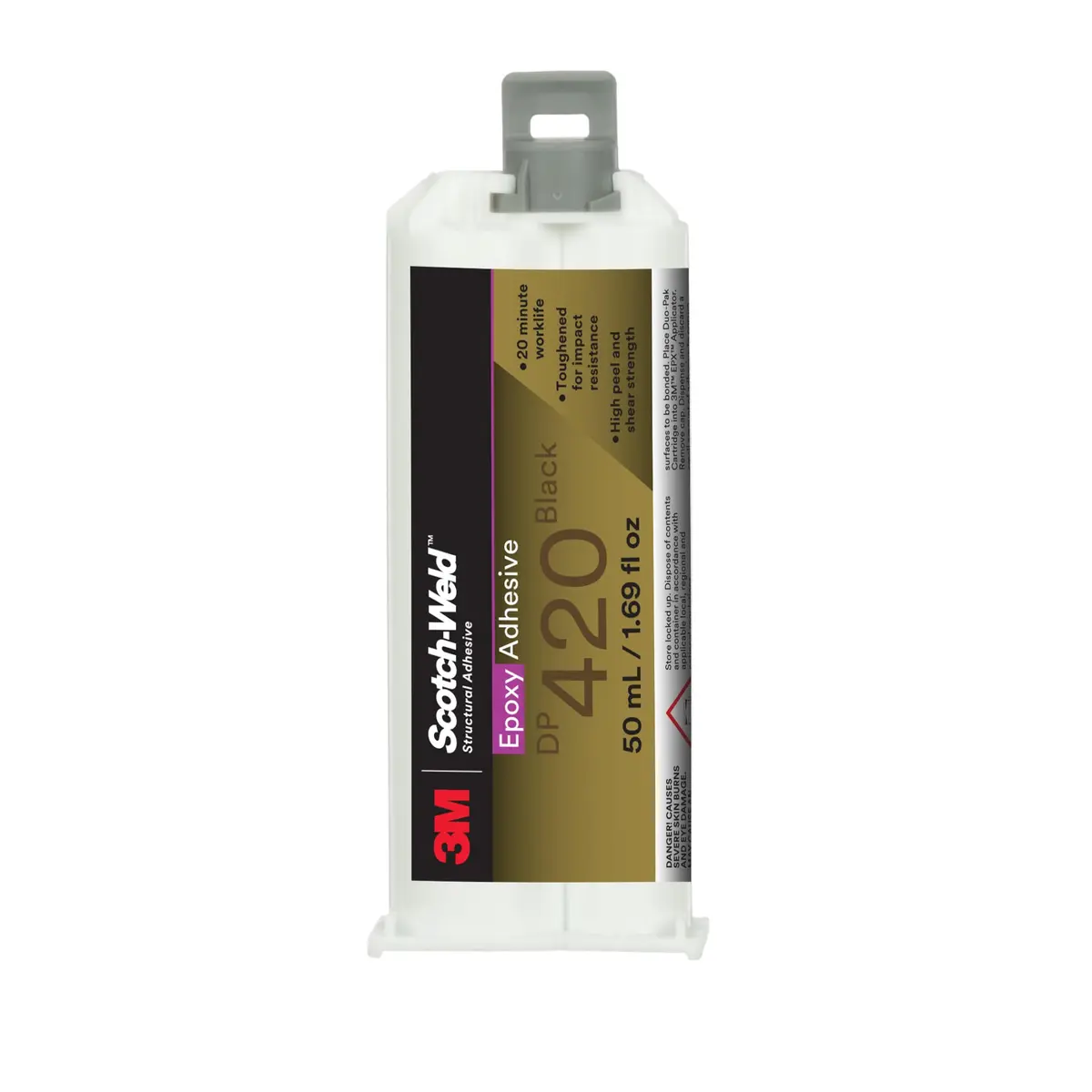 3M Scotch-Weld DP420 Epoxy Adhesive 50ml (1.69 Fl Oz) Duo-Pak | High Strength Metal Bonding - main product image