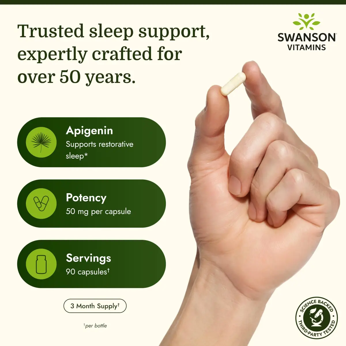 Swanson Apigenin Bioflavonoid 50 mg Vegan Capsules 270 Count (90 Count Pack of 3) | Natural Sleep & Stress Support - view 3