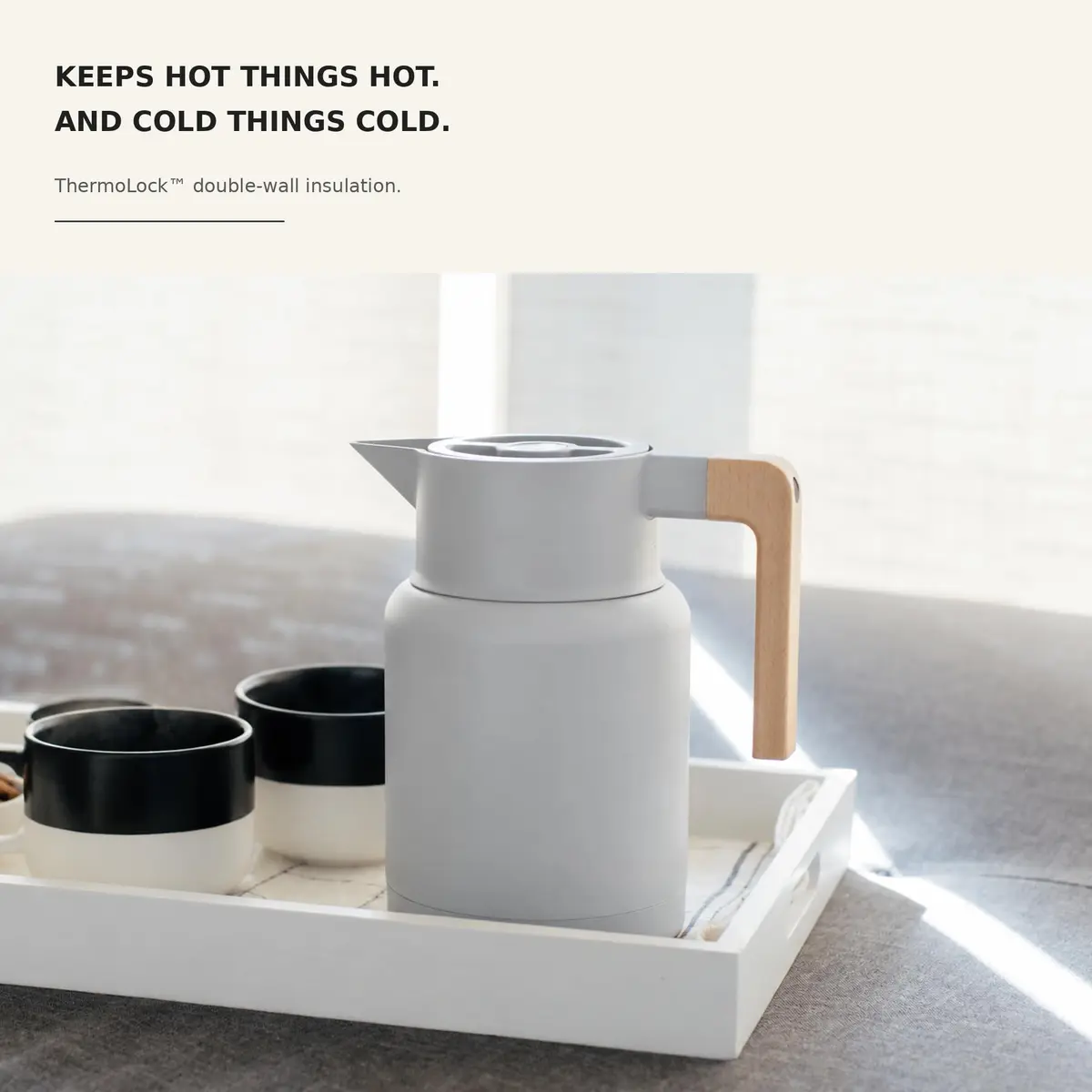 HASTINGS COLLECTIVE Thermal Coffee Carafe 50 Oz | Insulated Stainless Steel, Tea Infuser, Gray - view 6