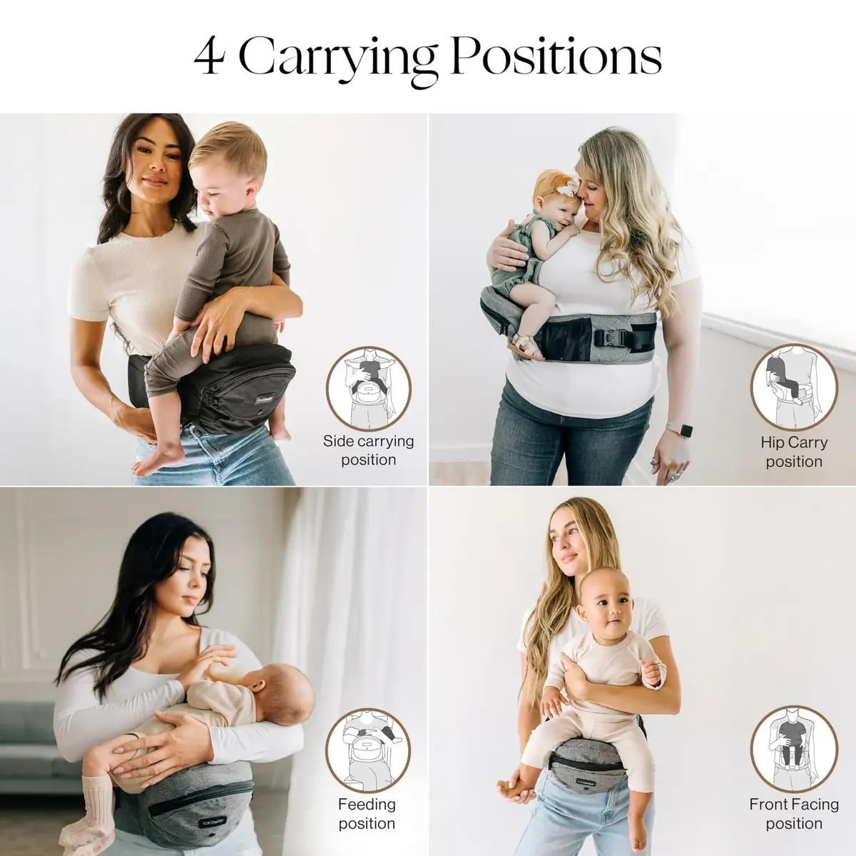 TushBaby Hip Seat Baby Carrier for Babies & Toddlers up to 45 lbs | Supportive, No-Foam, Lightweight with Storage - view 6