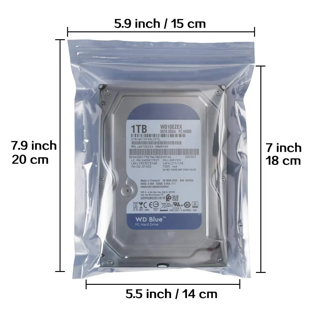 HRX Package 100pcs Ziplock Anti Static Bags 5.9 in x 7.9 in | Static-Sensitive Electronic Storage - view 3