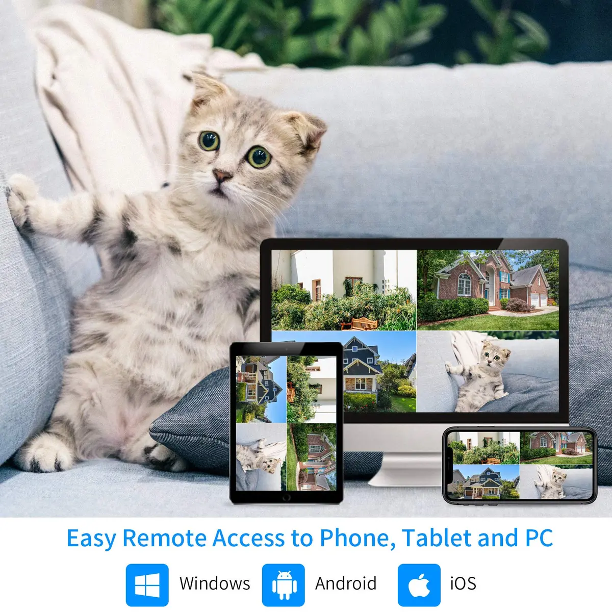 Hiseeu 5MP Wireless Security Camera System with 4 Cameras & 500GB HDD | 24/7 HD Night Vision Weatherproof Surveillance - view 5
